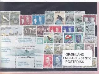 Grønland - 1 Miniark + 31 STK. - Postfrisk