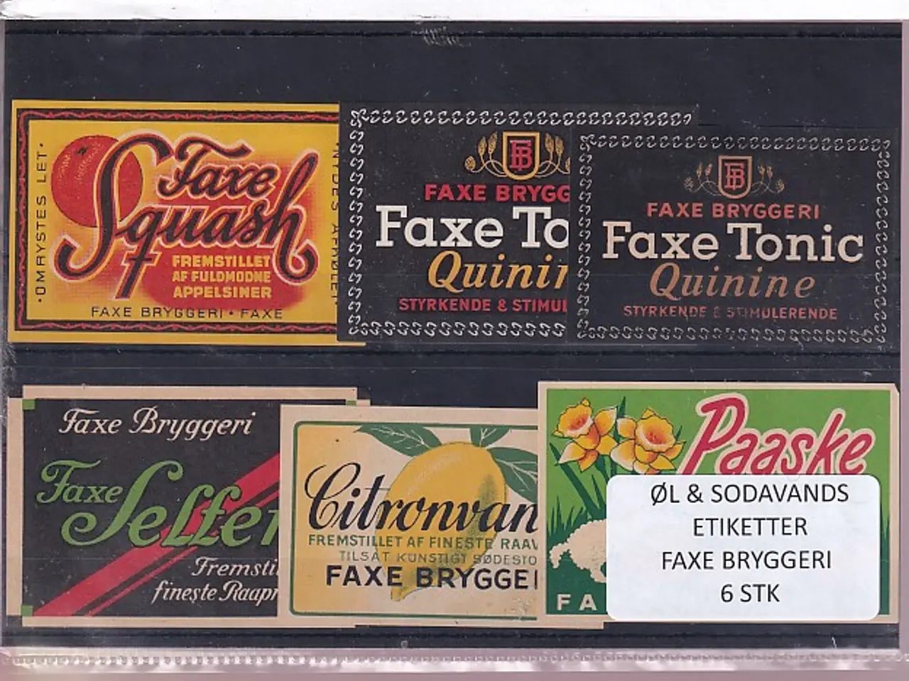 Billede 1 - Øl og Sodavands Etiketter - Faxe Bryggeri - 6 Stk.