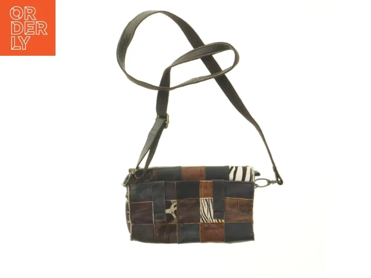 Billede 2 - Patchwork læder skuldertaske (str. 21x13 cm)