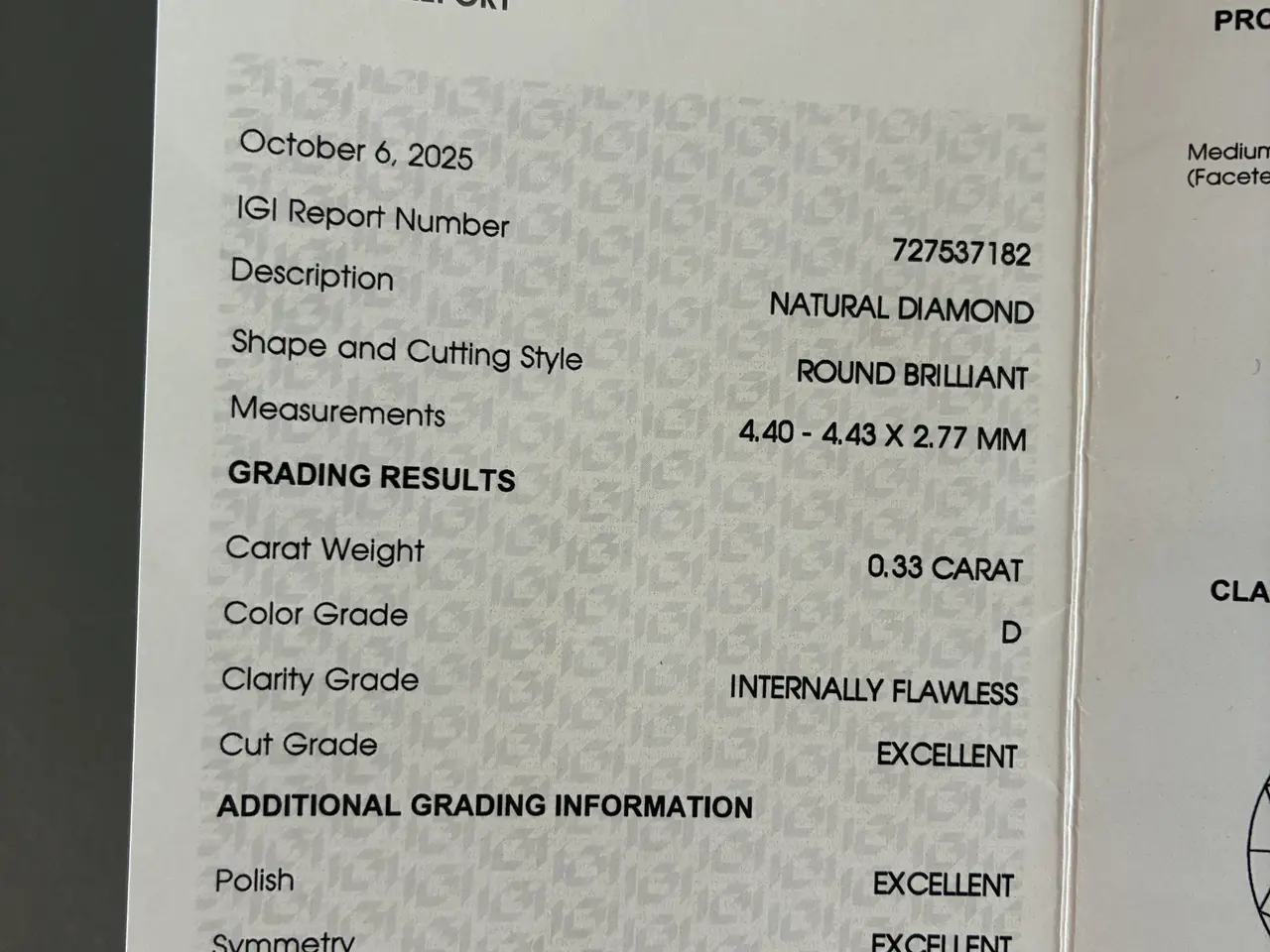 Billede 2 - 0,33 ct Diamant – Naturlig rund brilliant Byd