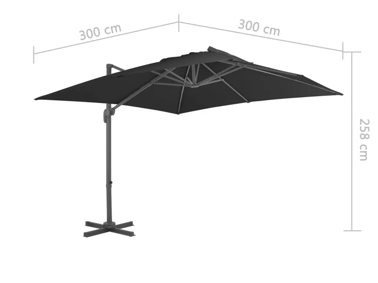 Billede 9 - Hængeparasol 3 × 3 m med aluminiumsstang - sort