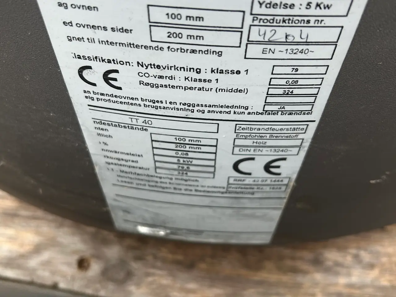 Billede 6 - Brændeovn med prøveattest på