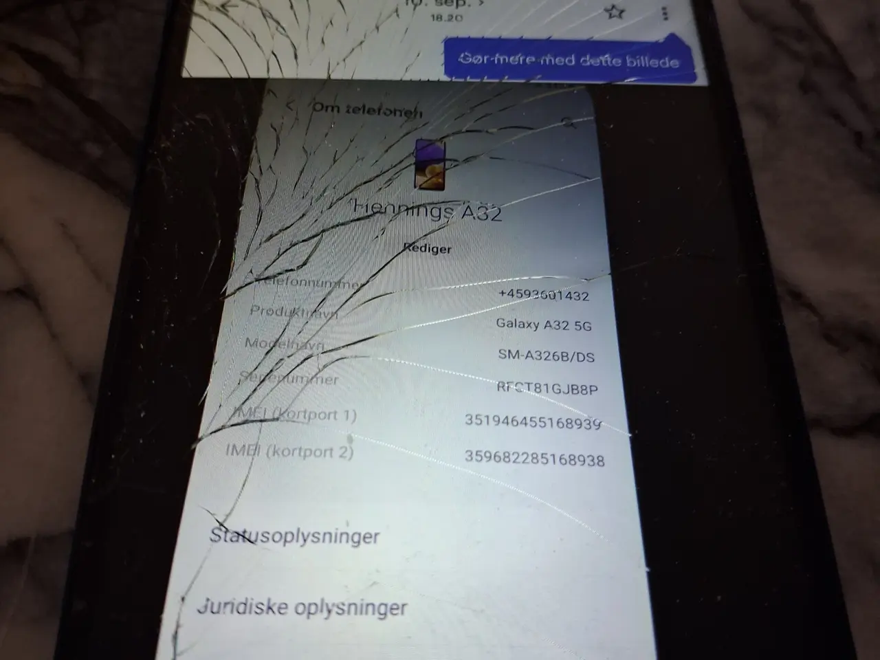 Billede 1 - Samsung galaxy a32 med kabel