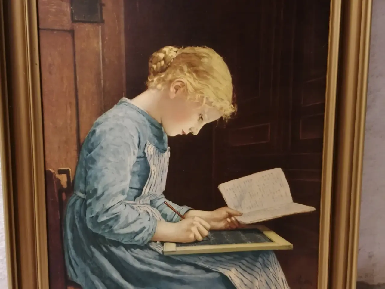 Billede 1 - Flot gammel indrammet plakat af Albert Anker