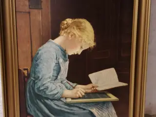 Flot gammel indrammet plakat af Albert Anker