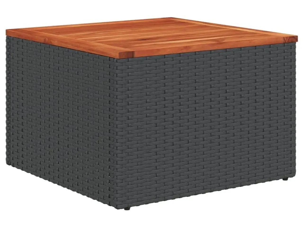 Billede 2 - Havebord i sort polyrattan med akacietræ - 55 × 55 × 37 cm