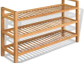 Skostativ med 3 hylder 100x27x60 cm massivt egetræ