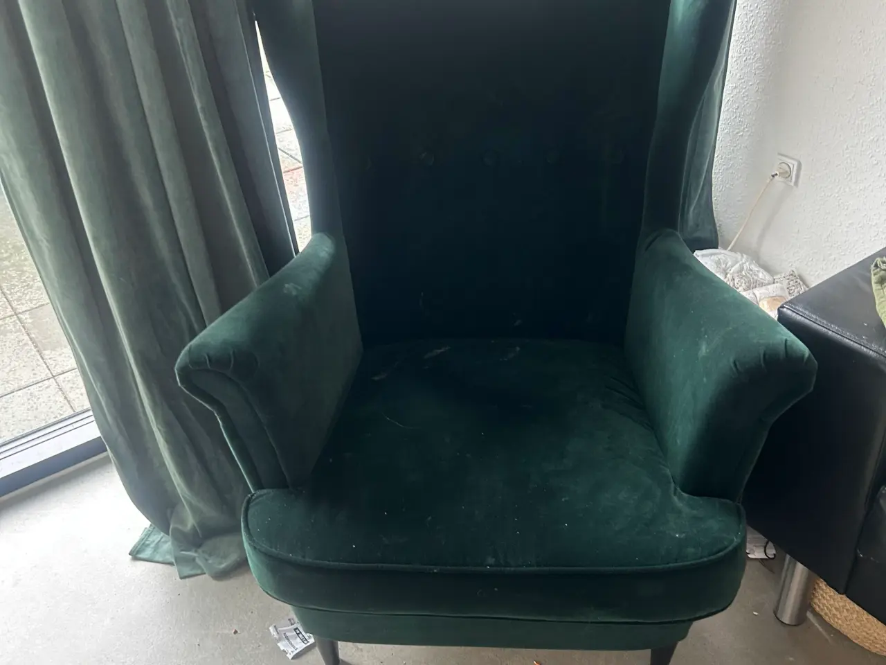 Billede 1 - Velour i grøn lænestol 