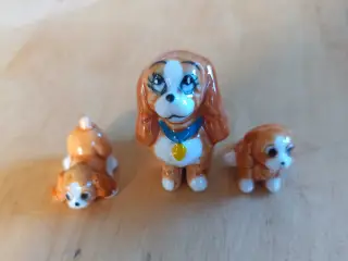 Lady og hvalpe - porcelænsfigurer