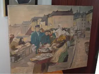 OLIEMALERI af "Fiskekoner ved Gl. Strand"