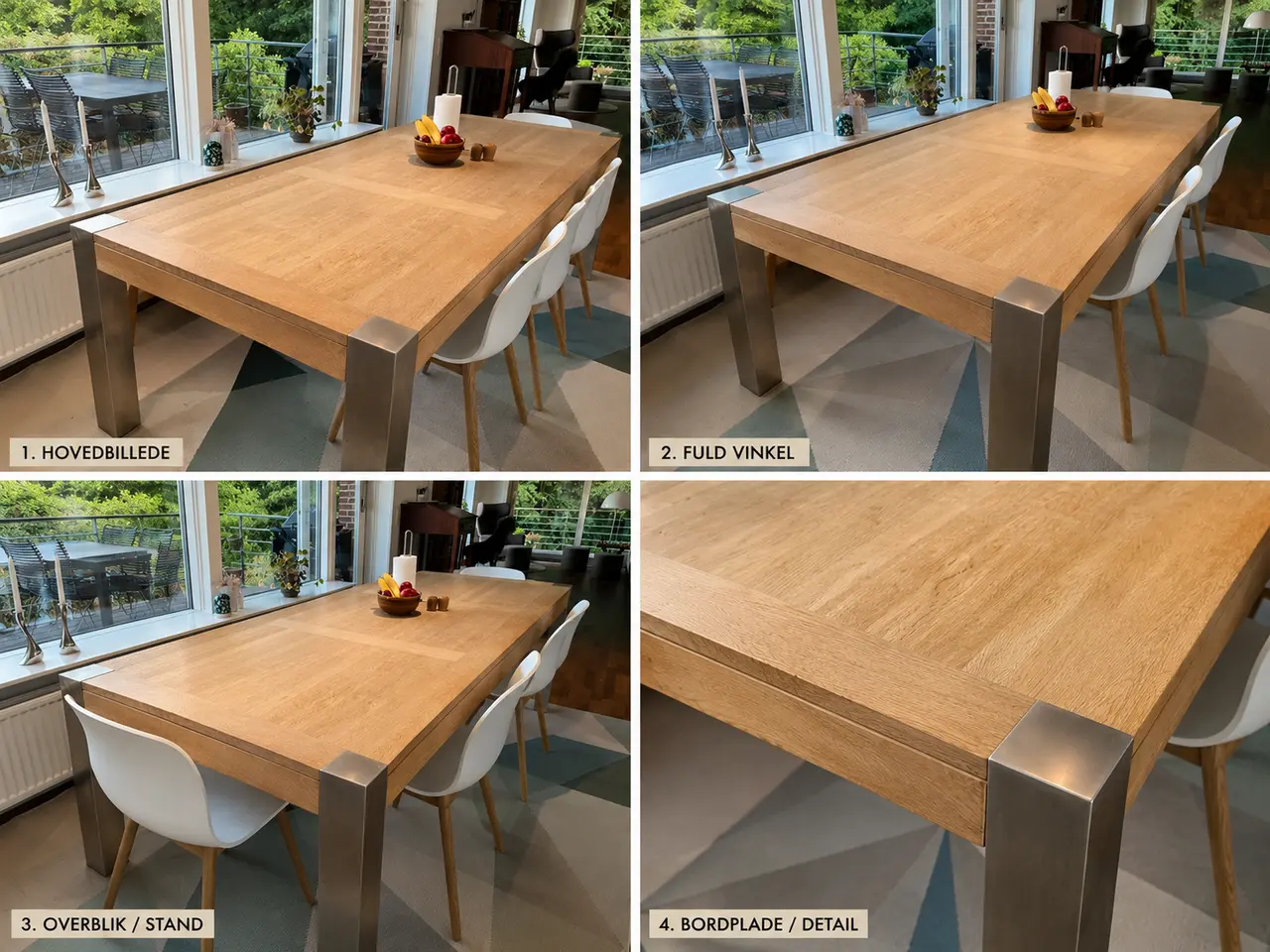 Billede 4 - Massivt egetræsbord 220x100 – sæbebehandlet, flot
