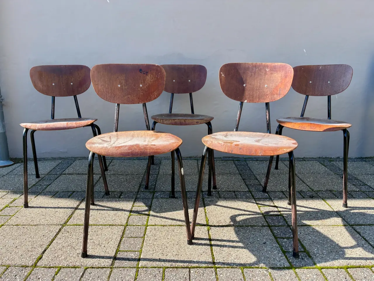 Billede 1 - 5 stk. 60’er skolestol teak / metal