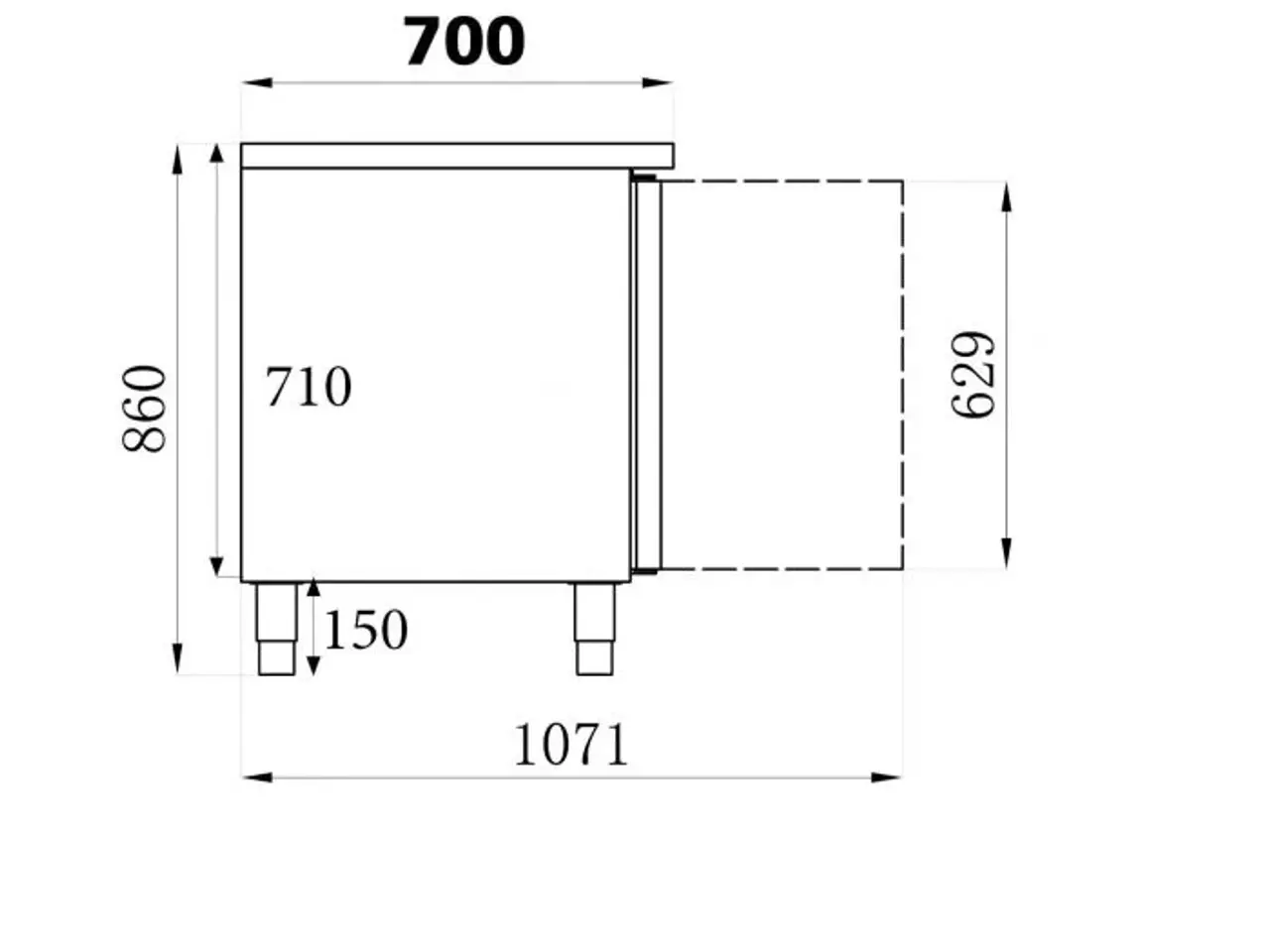 Billede 2 -  Kølebord med 3 døre – B1795 x D700 x H850 mm
