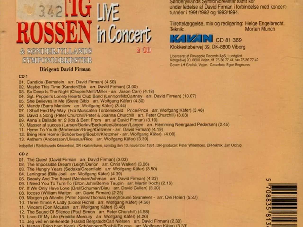 Billede 5 - Stig Rossen &… – Live In Concert – 2CD