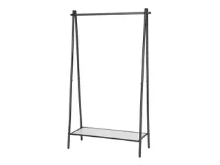 Tøjstativ stål, med bøjlestang og bundhylde, 92,5 × 33,5 × 153 cm, mat sort (HSR23BK)