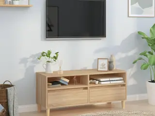 Tv-bord 100 × 34,5 × 44,5 cm i konstrueret træ - sonoma eg