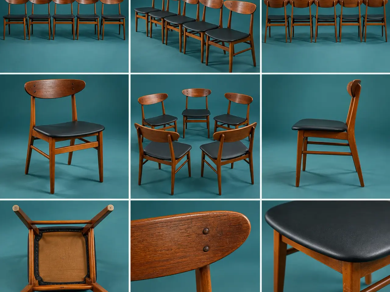 Billede 1 - SÆT PÅ 6 VINTAGE SPISESTOLE – FARSTRUP MODEL 210