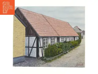 Maleri af hus fra Sjbeck (str. 56x46,5 cm)