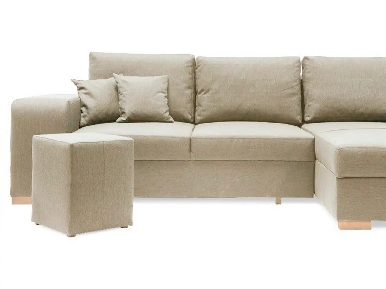Billede 1 - Mark vendbar sovesofa med chaiselong og 2 puffer - Beige Inari 22