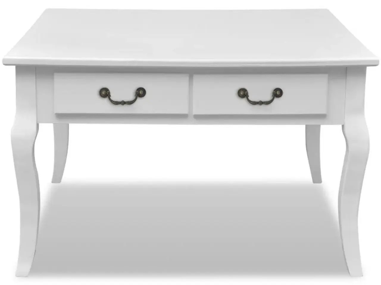 Billede 4 - Sofabord med 4 skuffer - hvid, 80 × 80 × 50 cm