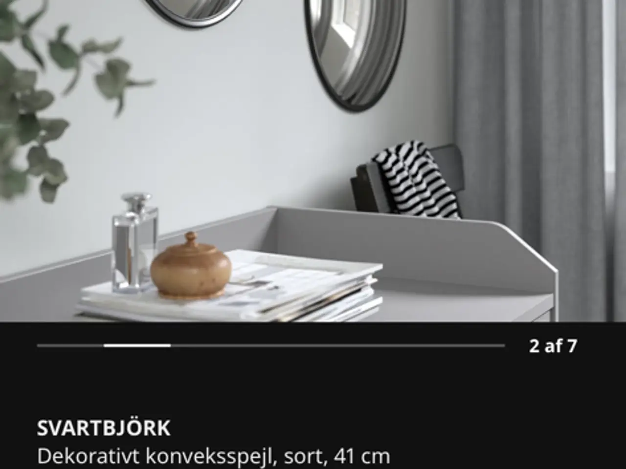 Billede 2 - IKEA SVARTBJÖRK dekorativt konveks spejl sort 41 c