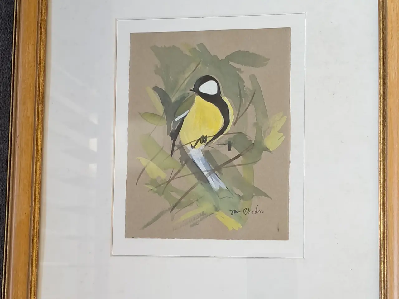 Billede 1 - Original akvarel af Jan Rhodin fuglemotiv