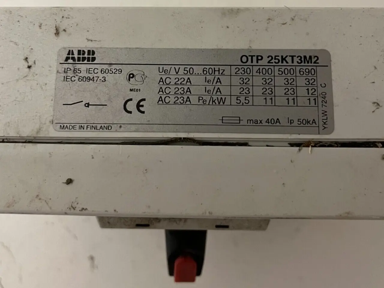 Billede 2 - ABB OTP 25KT3M2 Safety kontakt Disconnect 40A IP65