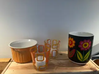 Retro-Guld: Orange sæt med Raffi kop, stager+skål