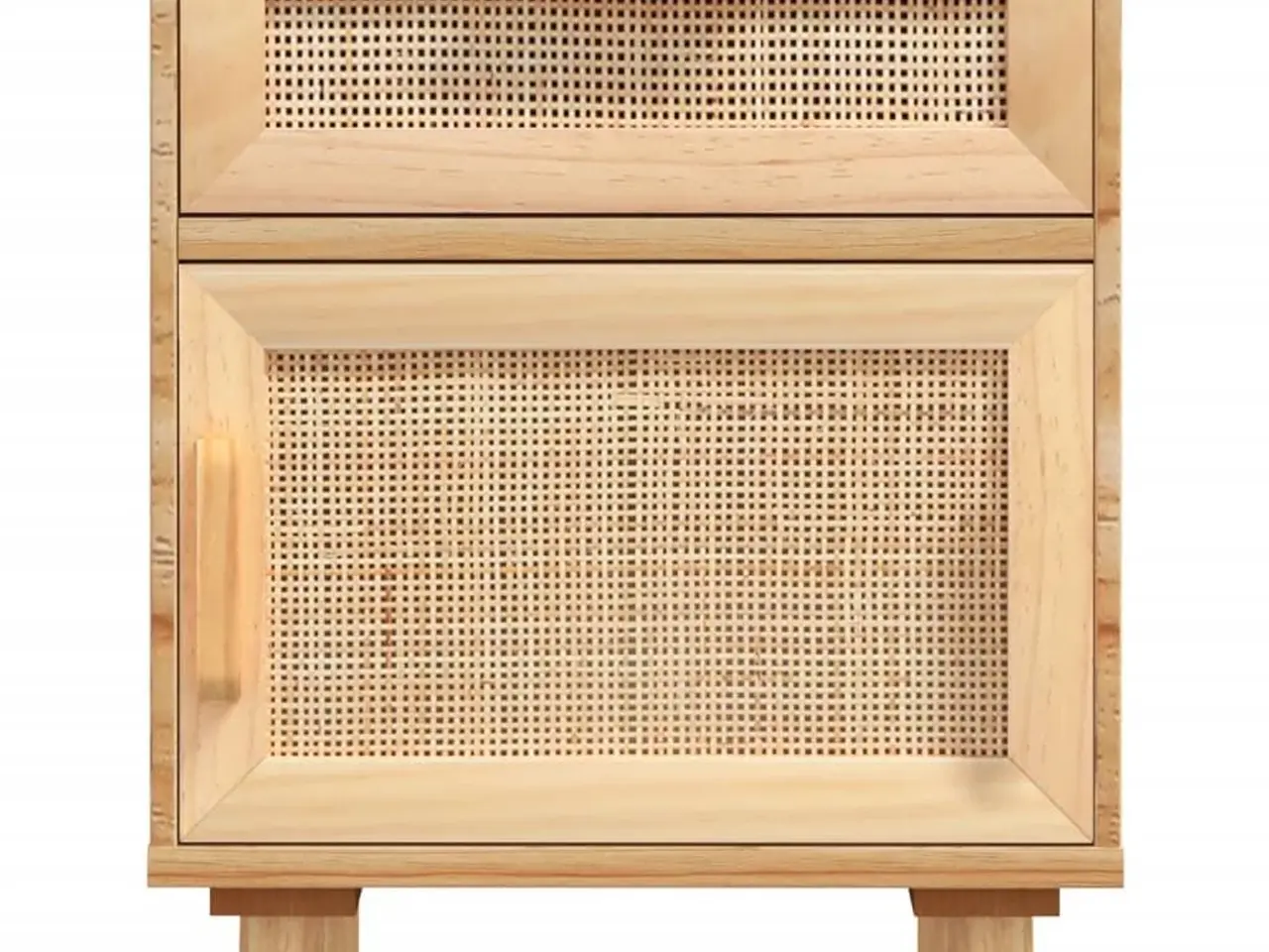 Billede 4 - Sengebord massivt fyrretræ og naturlig rattan brun