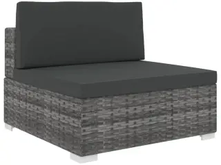 Midtersæde til sofa 1 stk. med hynder polyrattan grå
