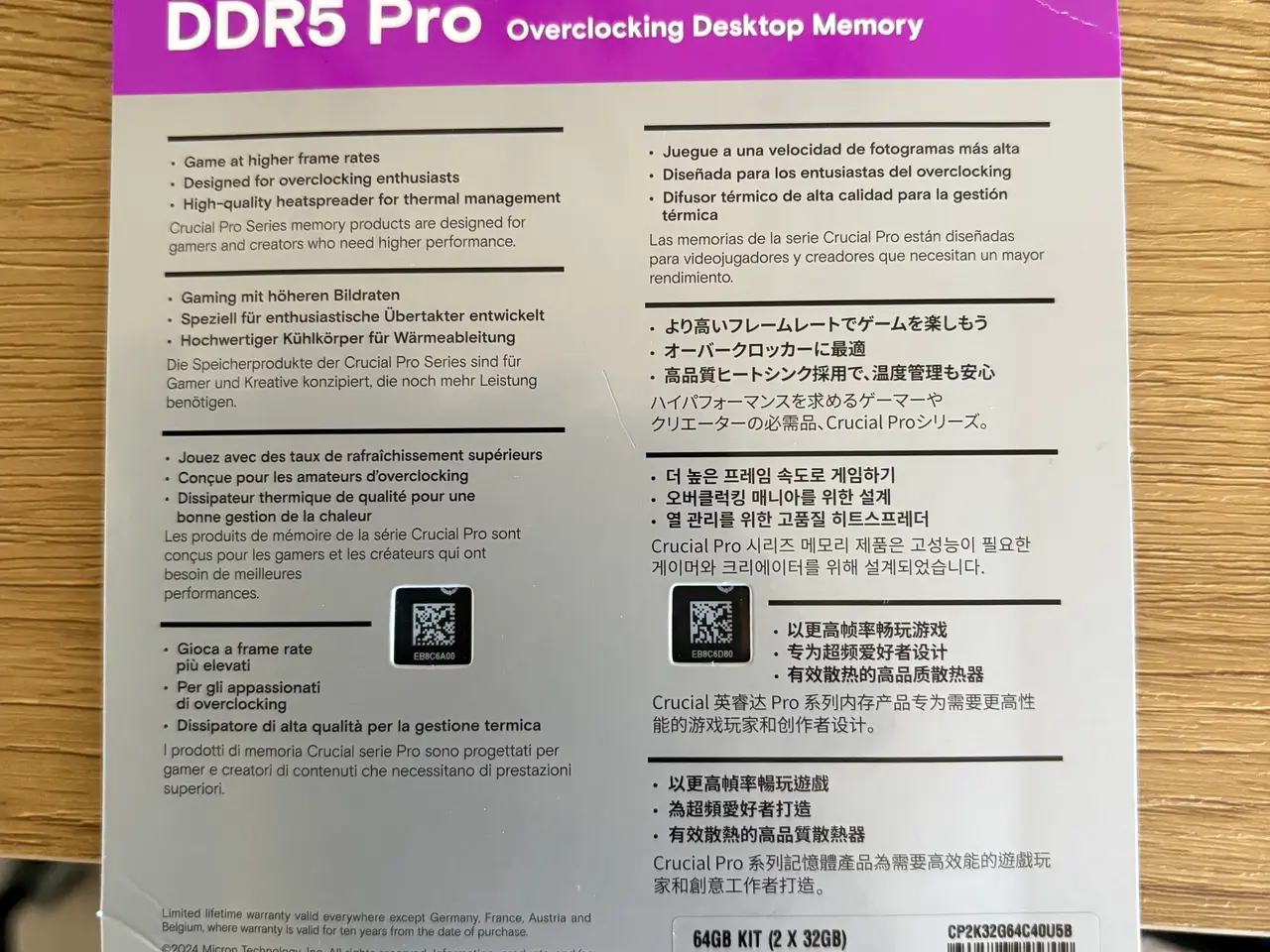 Billede 2 - 2X32GB Crucial Pro DDR5 Ram (6400 Mhz)