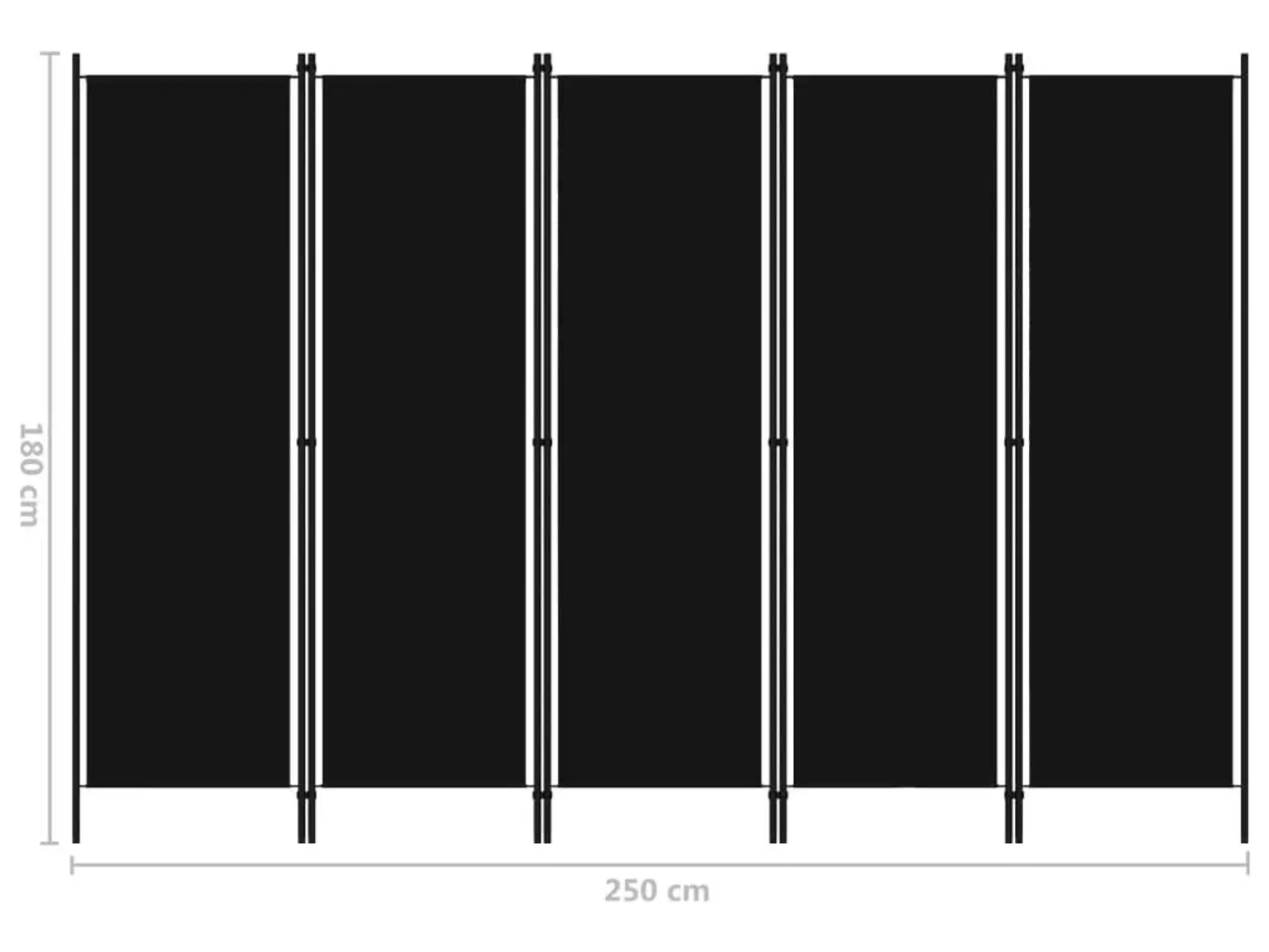 Billede 6 - Rumdeler med 5 paneler - 250 × 180 cm - sort
