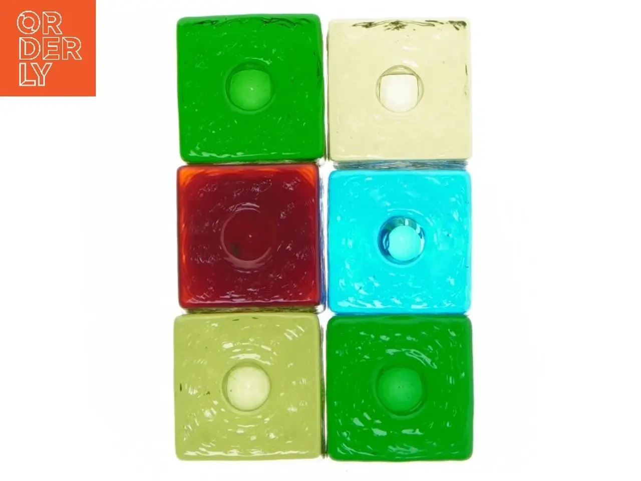Billede 1 - Farvede glas fyrfadsstager (str. 4x4x4 cm)