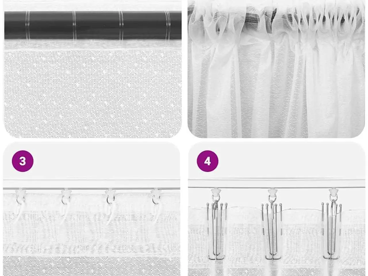 Billede 5 - Gardiner med gardiner Hvid 500 x 180 cm Polyester