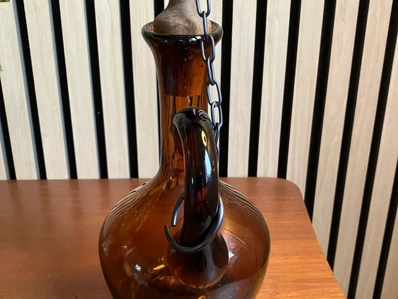 Billede 4 - Vintage glaskaraffel i ravfarvet glas