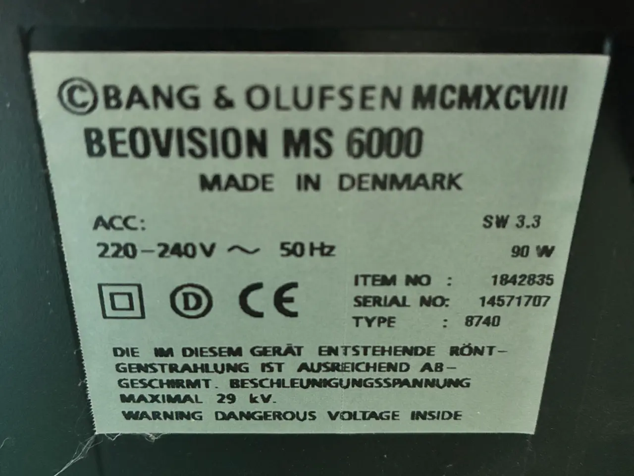 Billede 1 - Beovision MS 6000