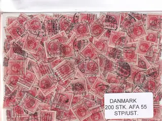 Danmark 200 stk Afa 55 Stemplet/ustemplet.
