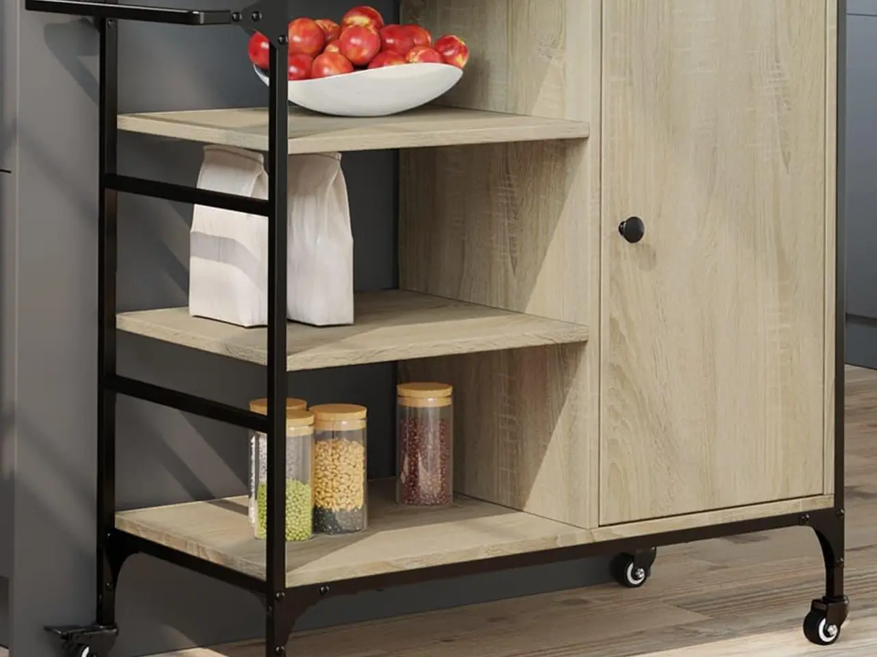 Billede 1 - Køkkenvogn 87,5x38,5x84,5 cm konstrueret træ sonoma-eg