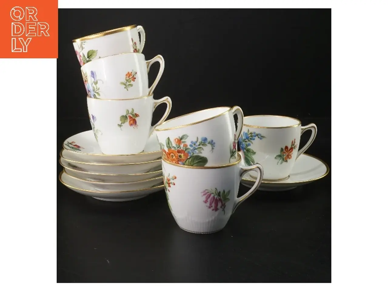 Billede 1 - Kaffekop og underkop sæt fra B&G (str. 6 stk Ø 7,5 & 13,5 cm)