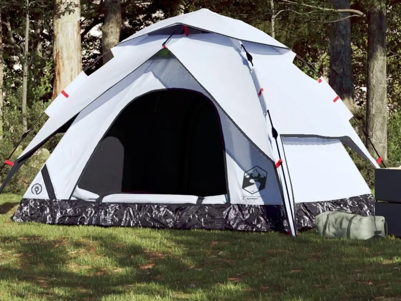 Billede 1 - Campingtelt kuppel 5 personer quick-release mørklægning - hvid