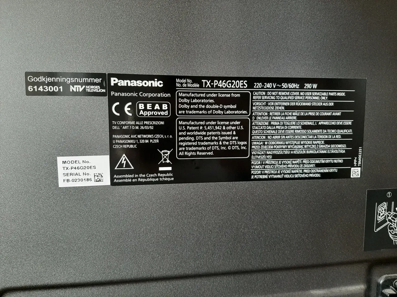 Billede 3 - Panasonic TX-P46G20ES plasma tv