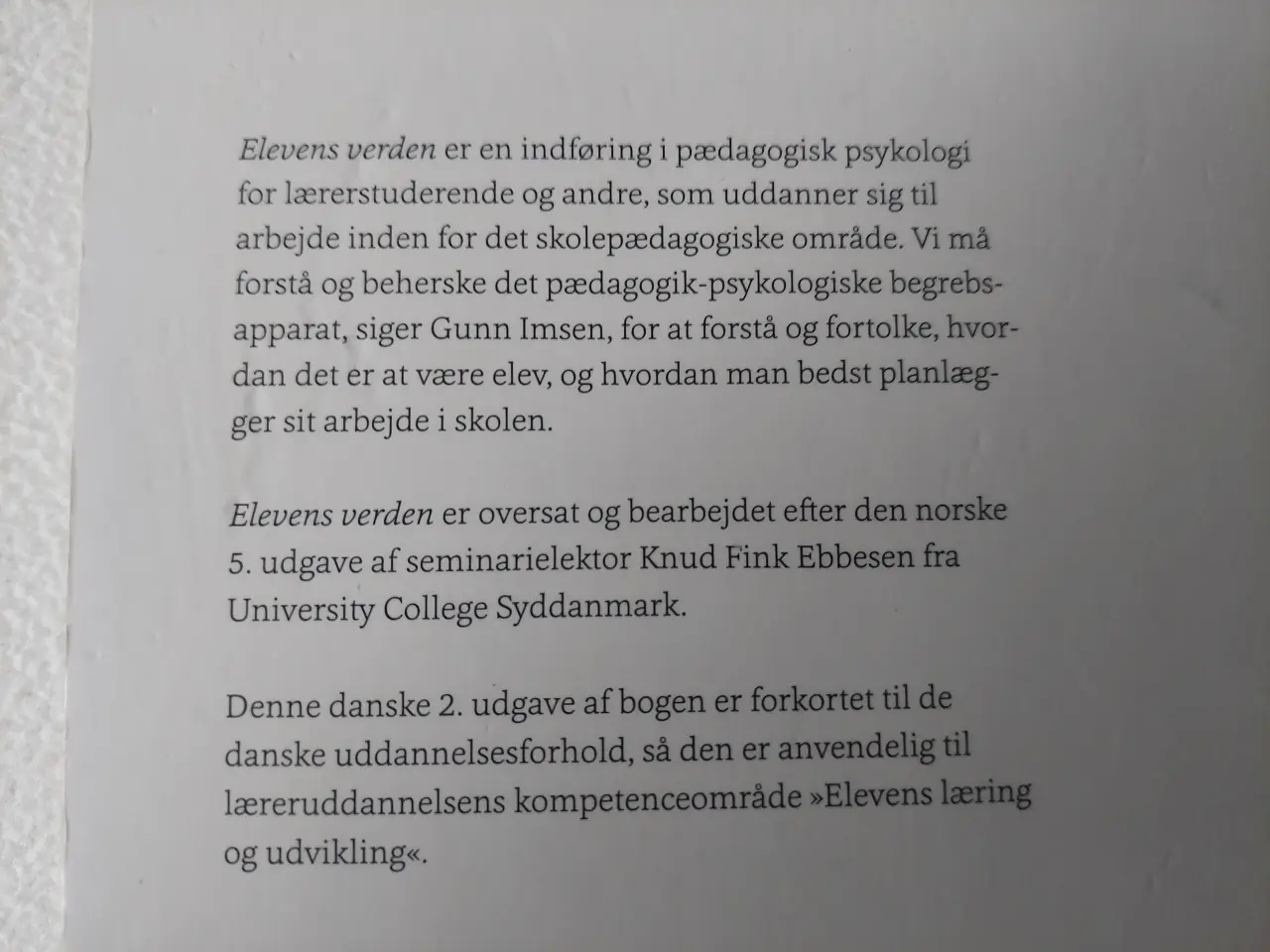 Billede 3 - ELEVENS VERDEN, INDFØRING I PÆDAGOGISK PSYKOLOGI