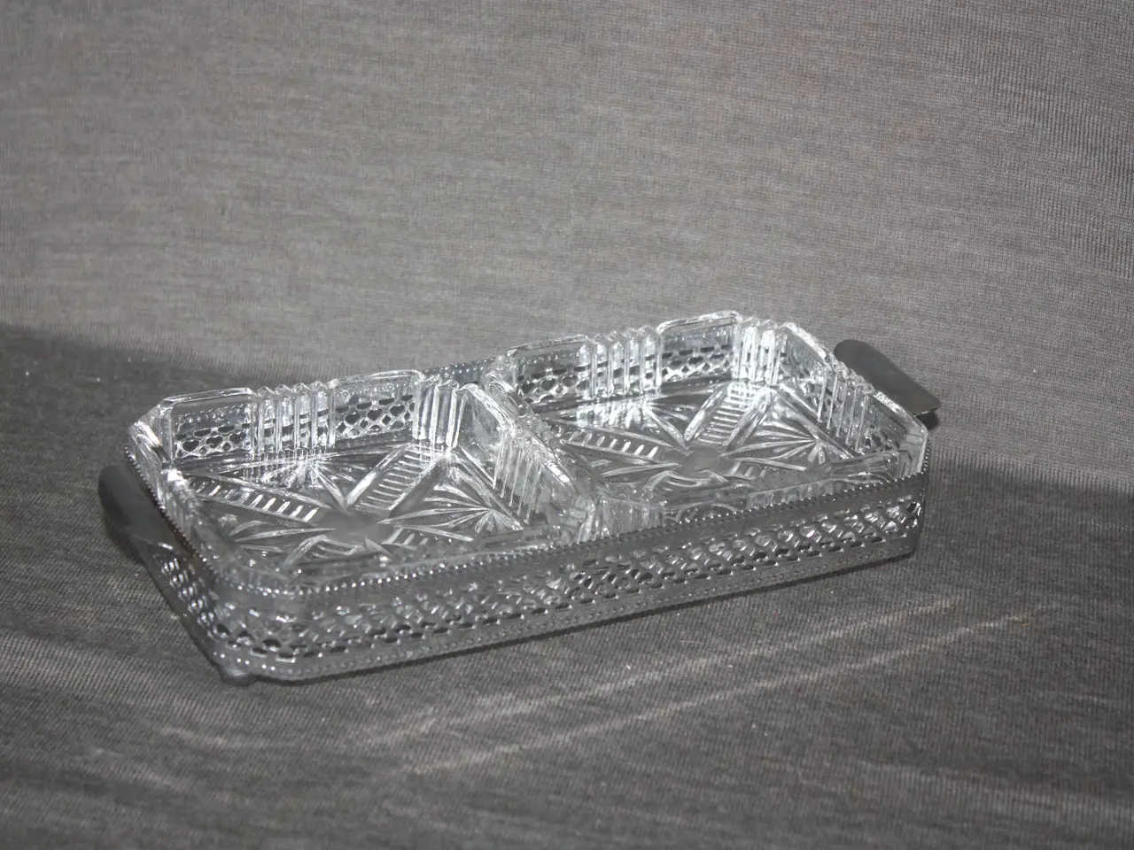 Billede 1 - Metal opsats på 4 ben med 2 glas skåle