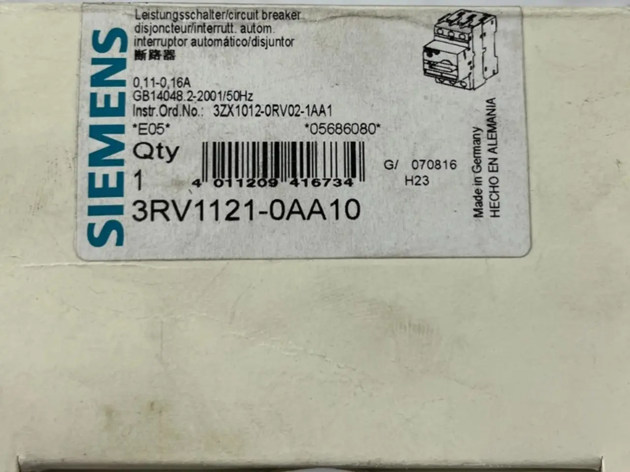 Billede 1 - Siemens 3RV1121-0AA10 Motor Protection 0.11-0.16A