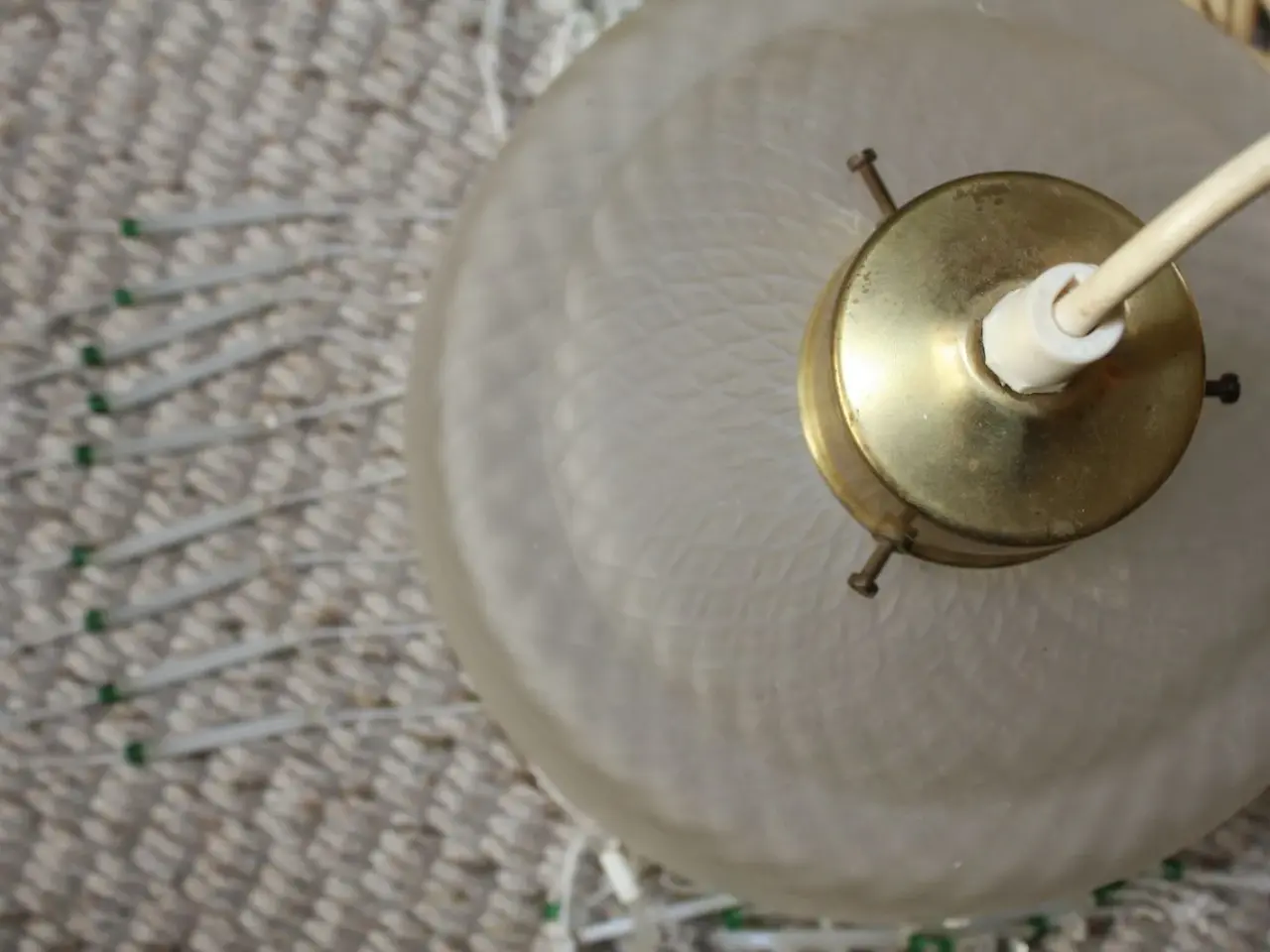 Billede 5 - Loftslampe med glasskærm med perlefrynse