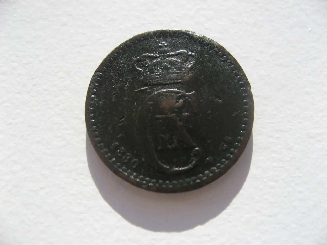 Billede 2 - Delfin 1 øre 1880 en af de gode