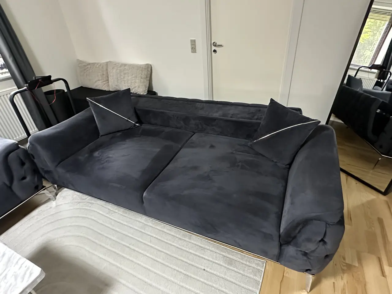 Billede 12 - Velour sofasæt med loungestol & sofabord.