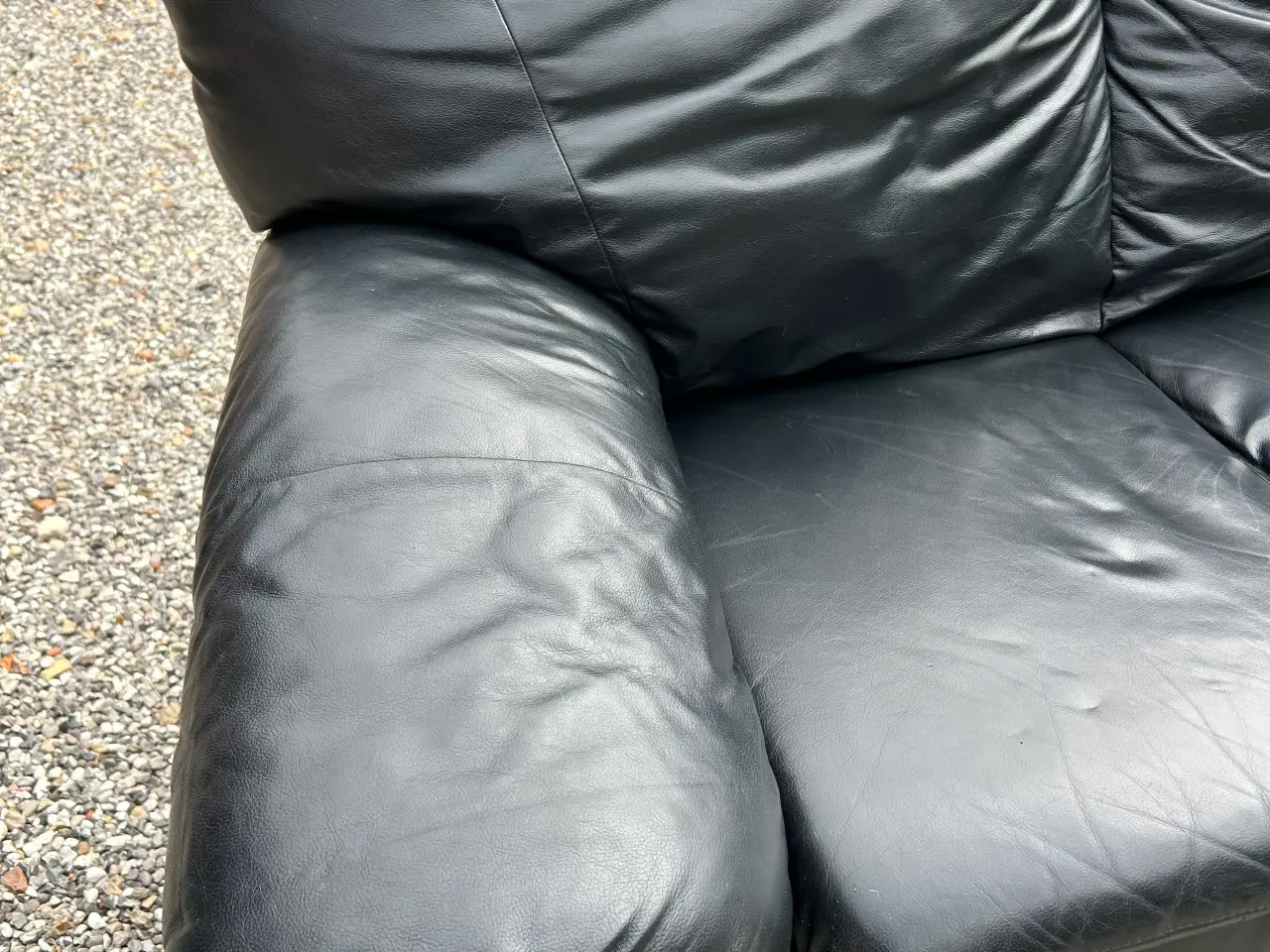 Billede 5 - Sort læder sofa til 2 pers.