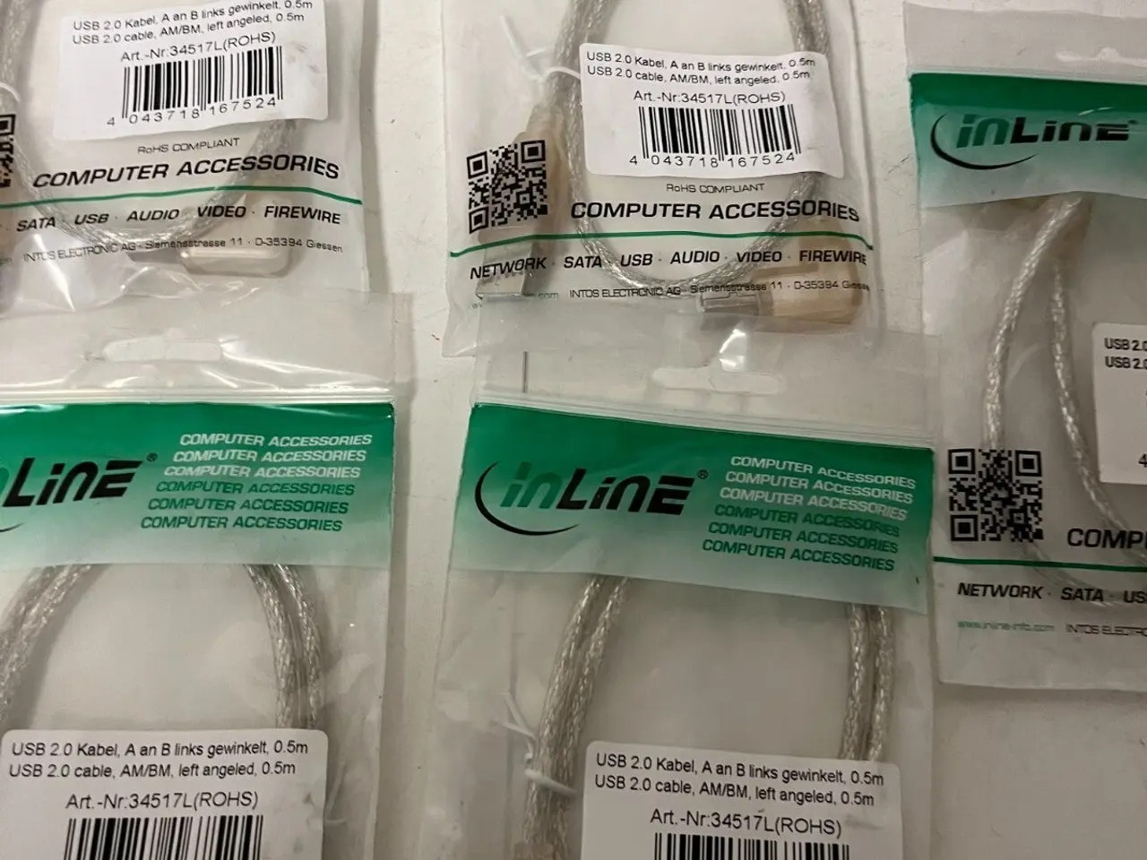Billede 7 - parti of 7x InLine USB 2.0 AM to BM Angled kabel