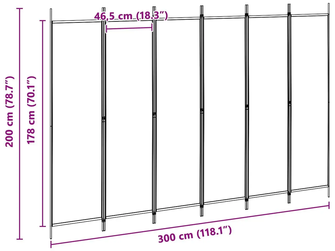 Billede 8 - 6-panel rumdeler i stof - beige, 300 × 200 cm, sammenklappelig